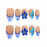 Blue Porcelain press-on nails by B Nails