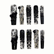 Noir Lace press-on nails by B Nails