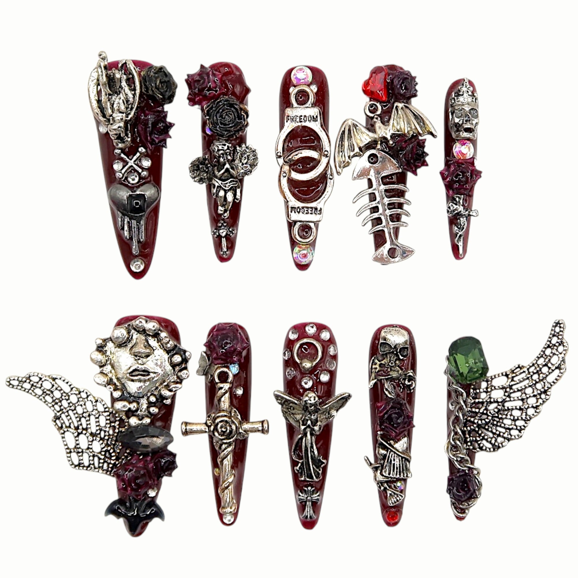 Fallen Wings press-on nails by B Nails