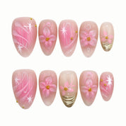 Pink Stardust press-on nails by B Nails