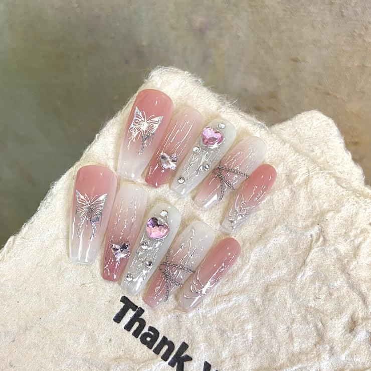 Nail enhancement stickers hollowed-out elegant butterfly stickers three-dimensional illusion laser butterfly